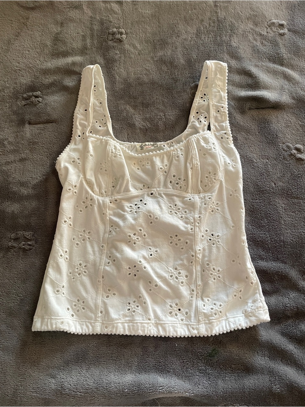 Free People White Eyelet Corset-Style Camisole